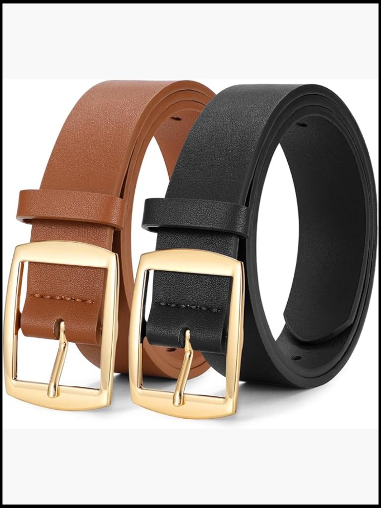 Women's Pu Leather Belts With Gold Pin Buckle For Jeans And Pants